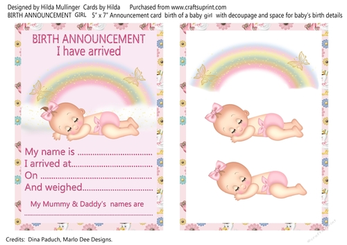 BIRTH ANNOUNCEMENT GIRL