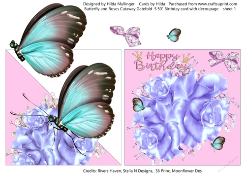BUTTERFLY AND ROSES CUTAWAY GATEFOLD 