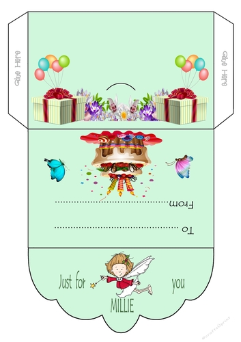 Gift card envelope for girls Millie