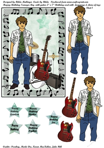 HAPPY BIRTHDAY TEENAGER BOY WITH A GUITAR 