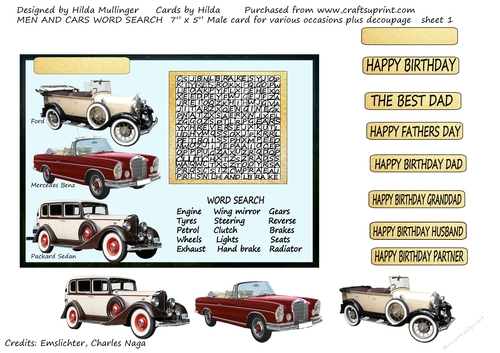 MEN AND CARS WORD SEARCH