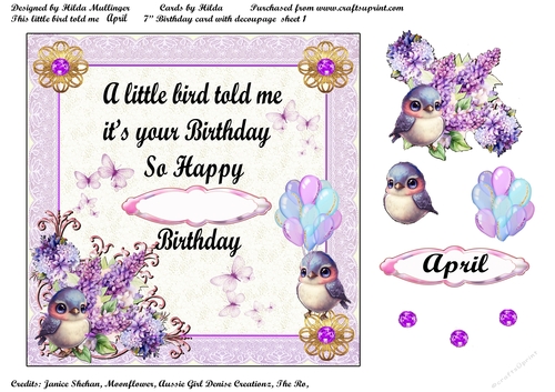 THIS LITTLE BIRD TOLD ME   APRIL