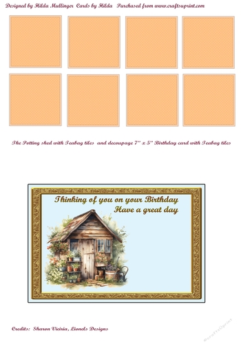 THE POTTING SHED WITH TEABAG TILES  sheet 1
