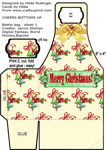 CHEERS BOTTOMS UP  BOTTLE BAG