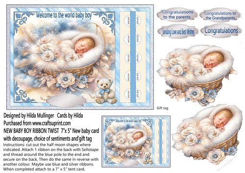 NEW BABY BOY RIBBON TWIST