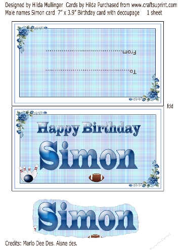 MALE NAMES  SIMON  CARD