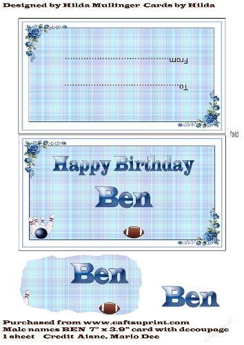 MALE NAMES BEN  CARD