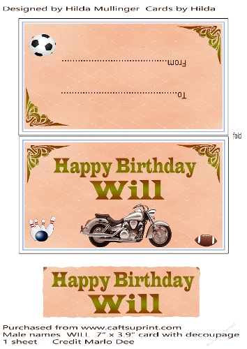 MALE NAMES  WILL  CARD