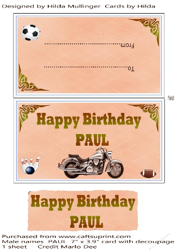 MALE NAMES  PAUL  CARD