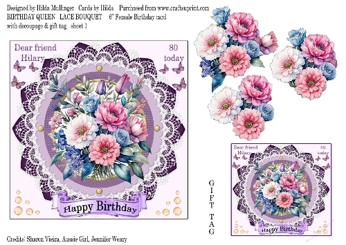 BIRTHDAY QUEEN LACE BOUQUET  HILARY 80