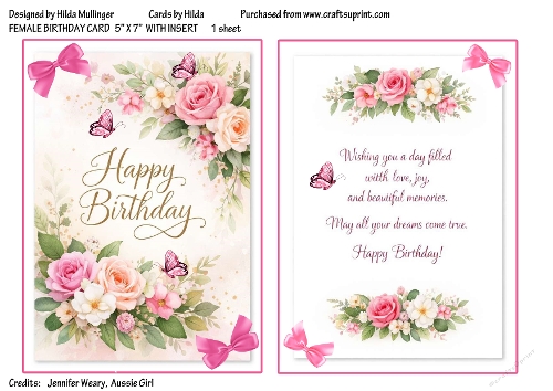 FEMALE BIRTHDAY CARD WITH INSERT