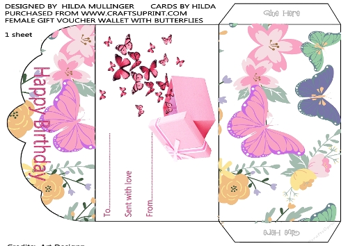 Female gift wallet with butterflies