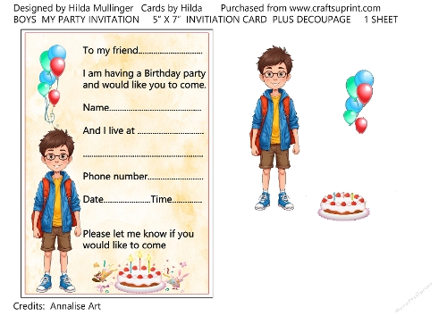 BOYS  MY PARTY INVITATION
