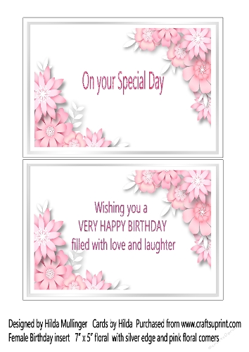 FEMALE BIRTHDAY INSERT FOR 7 X 5 CARD FLORAL