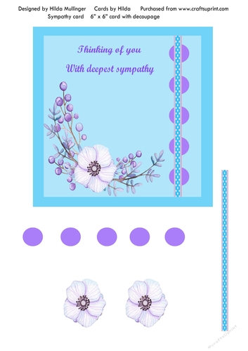 Sympathy card Blue and purple