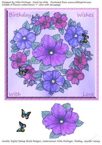 WREATH OF FLOWERS WATERCOLOURS