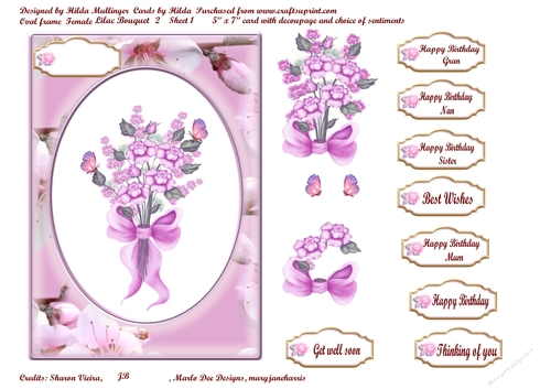 OVAL FRAME FEMALE LILAC BOUQUET