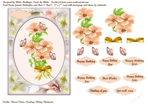 OVAL FRAME FEMALE BUTTERFLIES AND BOW