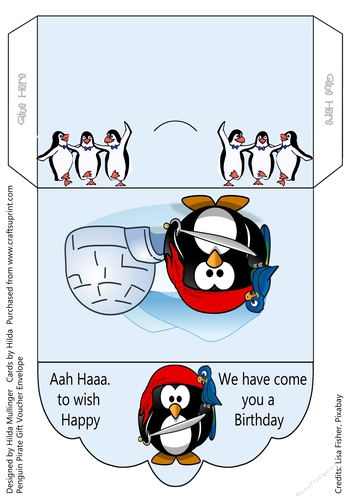 PENGUIN PIRATE GIFT VOUCHER ENVELOPE