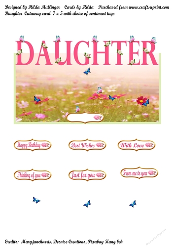 DAUGHTER cutaway card
