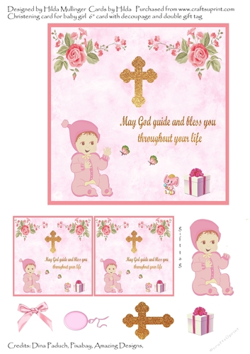 CHRISTENING CARD FOR A BABY GIRL