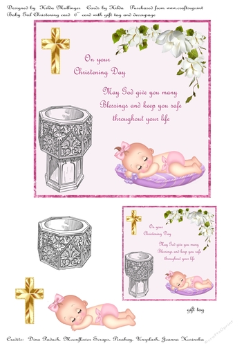 BABY GIRL CHRISTENING CARD