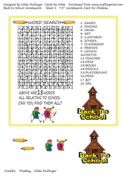 BACK TO SCHOOL WORDSEARCH