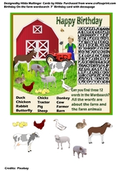 BIRTHDAY  ON THE FARM WORDSEARCH