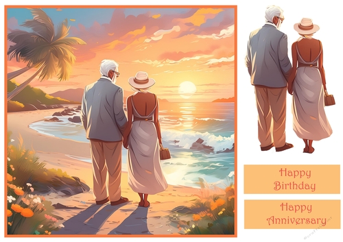 Couple walking on a beach 