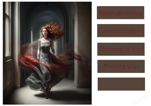 Woman in red and grey