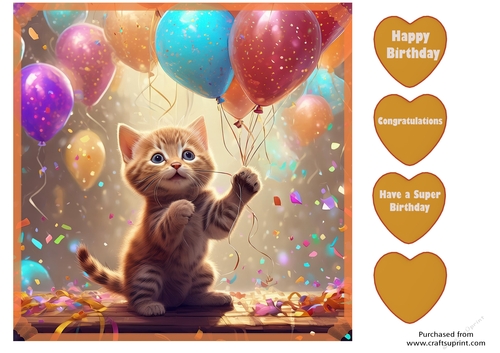 Birthday cat with balloons