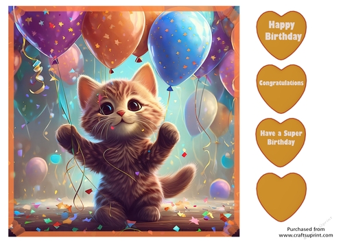 Birthday cat with balloons
