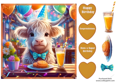 Highland cow at a birthday party