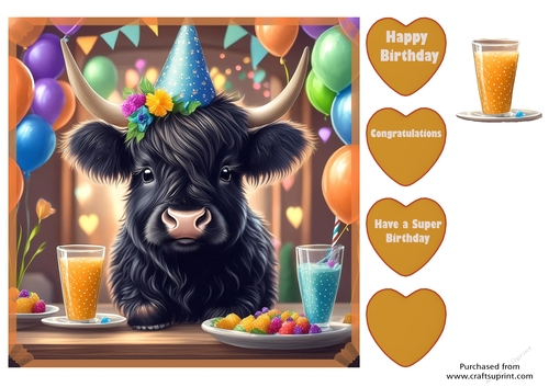 Highland cow at a birthday party