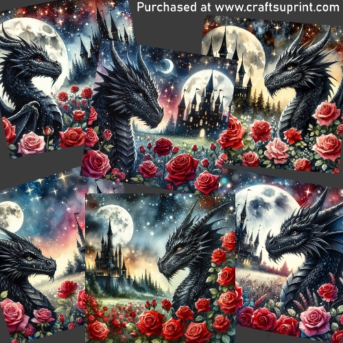 Dragon with roses CARD FRONTS