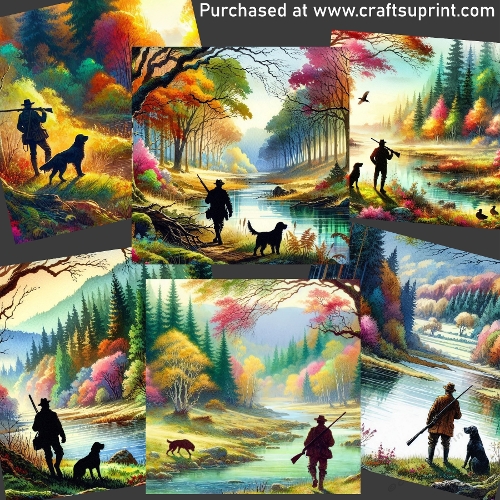 Hunter and his dog silhouettes