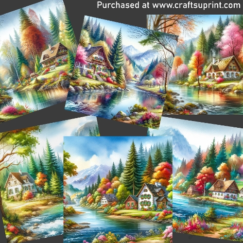 House by the mountain river CARD FRONTS