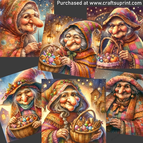Witch with candies CARD FRONTS