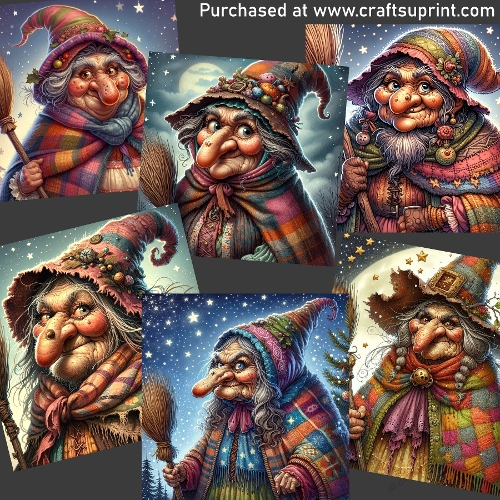 A witch and her broom CARD FRONTS