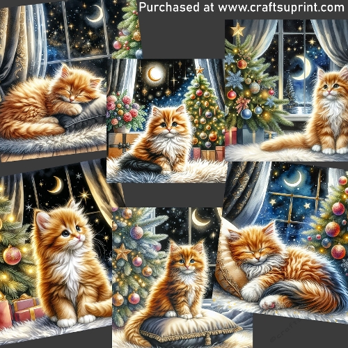 Kitty waiting Christmas 2 CARD FRONTS