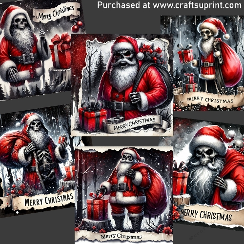 Skeleton Dark Santa 2 CARD FRONTS