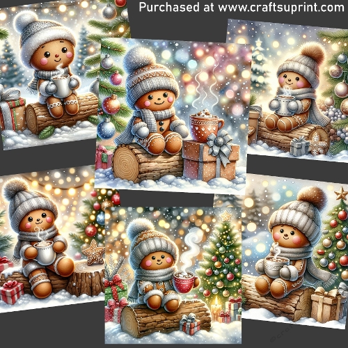 Gingerbread man with hot cocoa CARD FRONTS