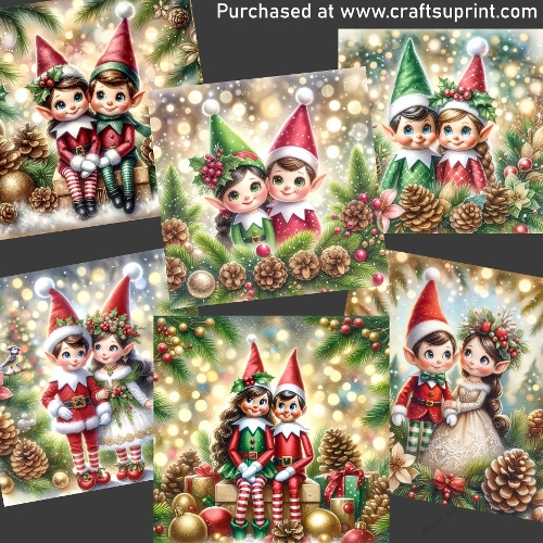 Jolly elf winter couple CARD FRONTS