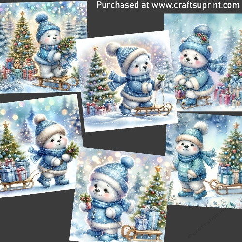 Teddy delivering gifts CARD FRONTS