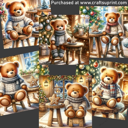Teddy with Christmas cookie CARD FRONTS