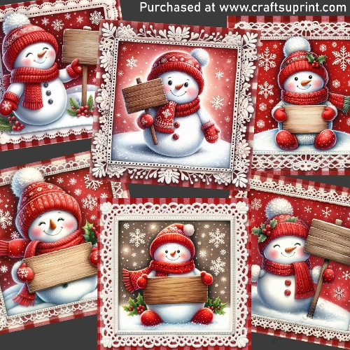 Snowman with wood sign 2