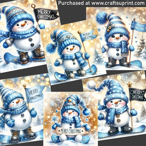 Snowman on snowboard - CARD FRONTS