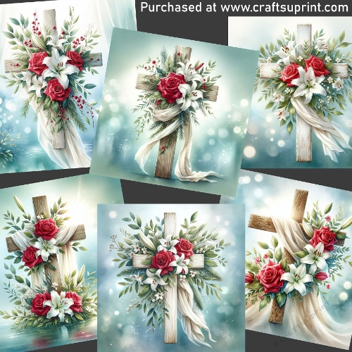 Easter cross with flowers 3 - CARD FRONTS
