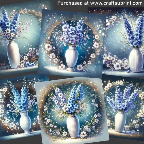 Delphinium in vase - CARD FRONTS