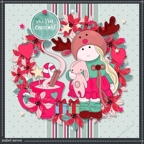 Cute Christmas Girl With Bunny